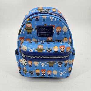 Loungefly Disney Frozen Chibi Mini Backpack Elsa Anna Olaf Blue Exclusive